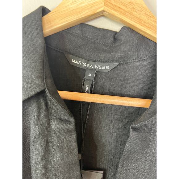 NWT Marissa Webb Maxwell Linen Long Sleeves Crop Top Shirt Black Size: Medium - Picture 4 of 7